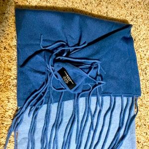 Buttery Blissful 100% Cashmere scarf handmade in Nepal. Blue.TDM Design.